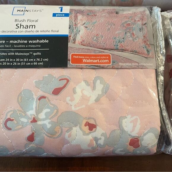 Pink Blush Grey Floral Queen Size Bed Quilt and Shams NEW Bedding - Picture 7 of 11